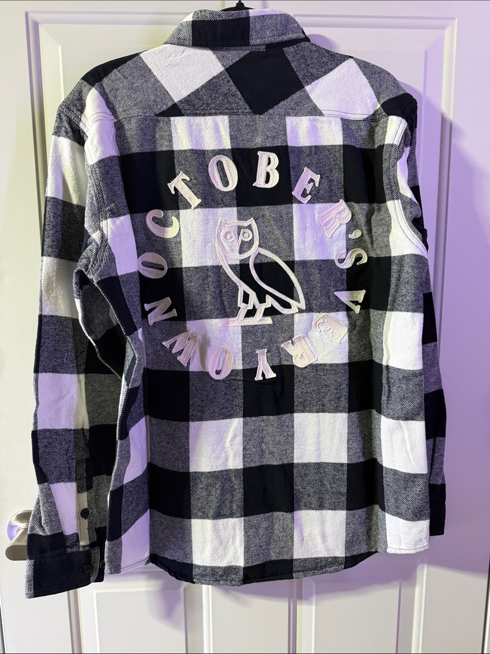 OVO Black & White Buffalo Plaid Button-Up Shirt- Medium